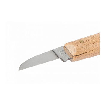 Нож для резьбы по дереву с округлой спинкой и прямым лезвием.